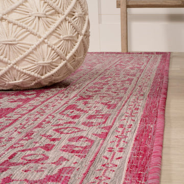 Sinjuri Medallion Textured Weave Indoor/outdoor Runner Rug